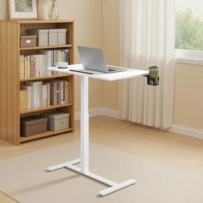 Mesa alta, mesa apoio com rodas para computador 70 x 40 x (65-102) cm branca