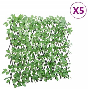 vidaXL Treliça de hera artificial extensível 5 pcs 180x65 cm verde