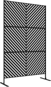 Painel decorativo de proteção visual para exterior com padrão geométrico perfurado em metal - 122 x 45 x 198 cm, preto