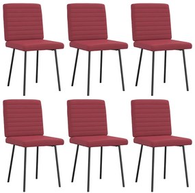 vidaXL Cadeiras de jantar 6 pcs couro artificial vermelho-tinto