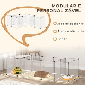 Cerca para Animais de Estimação DIY com 20 Painéis Parque para Pequenos Animais Modular 175x70x45 cm Translúcido