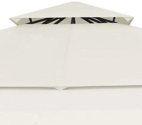 Gazebo com toldos duplos extensíveis 3x3x2,75 m 180 g/m² creme