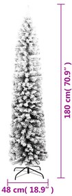Árvore de Natal artificial fina com neve 180 cm PVC verde
