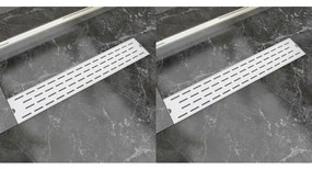 VidaXL Dreno de chuveiro linear 2 pcs linhas 630x140 mm aço inoxidável