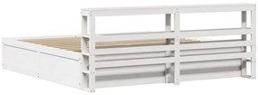 Estrutura de cama com cabeceira 180x200cm pinho maciço branco