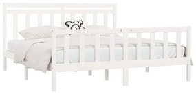 Estrutura de cama 200x200 cm madeira de pinho maciça branco