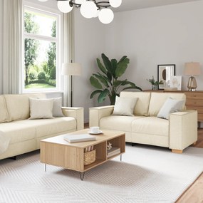 Conjunto de Sofá de 3 Peças com Almofadas de Linho