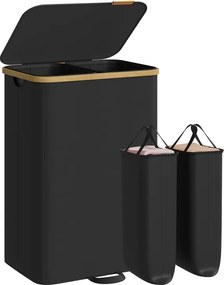 Cesto da roupa suja com tampa e saco removível 52 x 38,5 x 75 cm, 150 L, preto