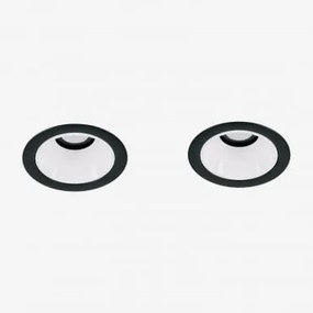 Pack De 2 Downlights Led Embutidos Com Molduras Redondas Ø7 Cm Para Exterior Em Alumínio Luisiana Preto - Branco & Branco Frio 4000k & 8 W & 38º -