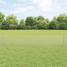vidaXL Cerca de Fio Soldado com 11 Postes U Prateados 0.4x25 m Aço