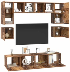 Conjunto de móvel de TV 8 pcs Madeira antiga 80 x 30 x 30 cm