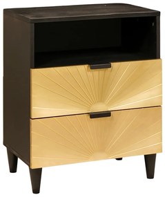 vidaXL Mesa-de-cabeceira com gaveta Preto e Ouro 50 x 33 x 60 cm