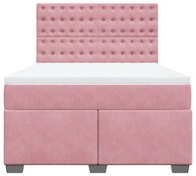 Cama com molas/colchão 140x190 cm veludo rosa