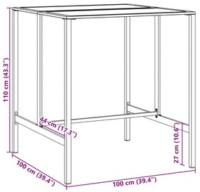 Mesa de bar 100x100x110 cm aço revestido a pó preto