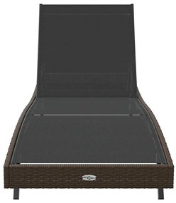 Espreguiçadeira Castanho 197 x 70 x 82 cm Rattan Sintético