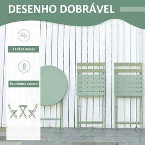 Conjunto de Móveis de Jardim Dobráveis Conjunto de 1 Mesa Redonda e 2