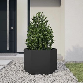 vidaXL Vaso/floreira de jardim hexagonal 69x60x45 cm aço preto
