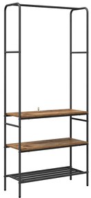 Suporte para Roupas com Prateleiras Madeira antiga
