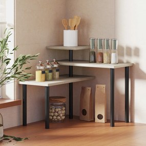 Prateleiras de Cozinha de 3 Níveis Estante de Cozinha com 3 Prateleiras Giratórias Estrutura de Metal e Design em Degraus 40x18x36,5 cm Madeira