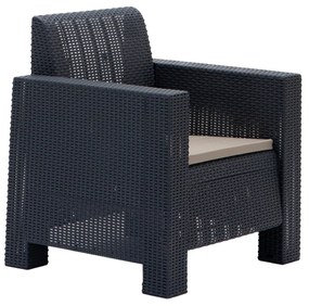Conjunto Lounge de Jardim “Aksu” — Sofá, Poltronas e Mesa de Centro —