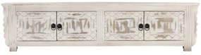 Móvel de TV 140x30x35 cm madeira de mangueira maciça branco