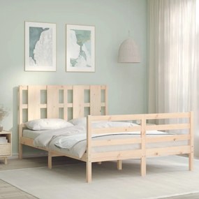 3194091 vidaXL Estrutura de cama de casal com cabeceira madeira maciça