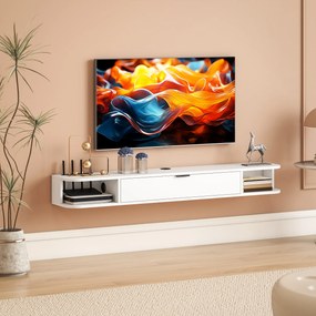 Móvel de TV Suspenso, 140 x 24 x 16 cm, Para Televisores até 60 Polegadas, Branco