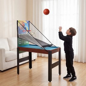 Mesa de jogos crianças 14 em 1 com basquetebol, bilhar, matraquilhos, pingue-pongue, hóquei, bowling e xadrez para festas e salas de jogos Natural