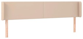 Cabeceira cama LED couro artificial 203x16x78/88 cm cappuccino