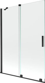 Mexen Velar divisória de banho deslizante de 2 painéis 130 x 150 cm, transparente, preto - 896-130-000-01-70