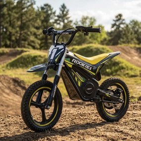 Mota elétrica infantil ROOKIE X 24V (14"), bateria de lítio, motor de 250 W, travão de disco Verde Amarelada