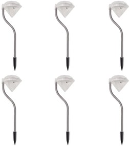 vidaXL Iluminação de jardim luz LED solar, 6 pcs, 9x7,8x29,5 cm