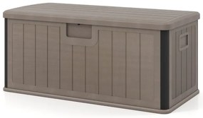 Caixa Grande para exterior 378L Armazenamento almofadas em Resina Interior Exterior com Tampa e Fecho castanha