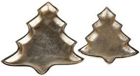 Conjunto de 2 bandejas decorativas em metal dourado DURIAN Beliani