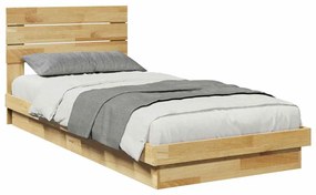 Estrutura cama cabeceira sem colchão 100x200 cm maciça carvalho