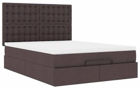Estrutura cama otomana colchão 140x190cm tecido castanho escuro