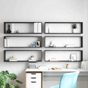 vidaXL Prateleiras parede forma de cubo 6pcs contr. 100x15x30 cm cinza