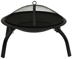 Braseira e barbecue 2-em-1 com atiçador 56x56x49 cm aço