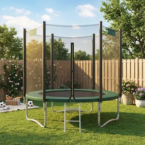 Trampolim de 244 cm, de jardim para crianças com rede de segurança e cobertura lateral Verde escuro