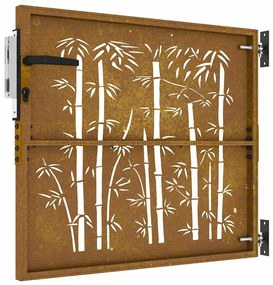 Portão de jardim 85x75 cm aço corten design bambu
