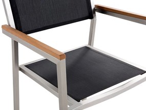 Conjunto de mesa com tampo em madeira de eucalipto 180 x 90 cm e 6 cadeiras pretas GROSSETO Beliani