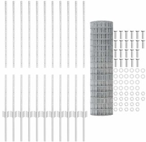 Cercas Euro com 22 Postes Prateados 1x25 m Aço