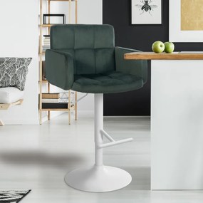 Banco de bar Los Angeles em veludo com estrutura branca 93-113 x 60 x 56 cm Verde