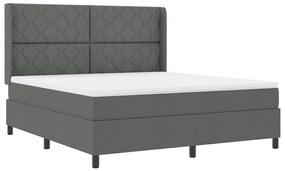 Cama Box com Colchão e LED Cinza Escuro 180x200 cm Tecido