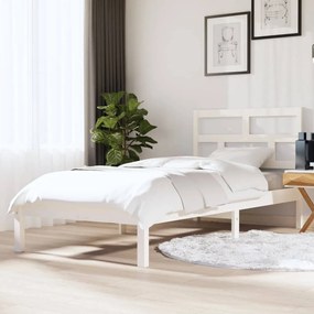 3101184 vidaXL Estrutura cama de solteiro 90x190 cm madeira maciça branco