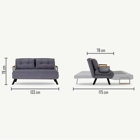 Sofá-Cama de 2 Lugares Sando – Cor de Vinho – Medidas: 50x133x41 cm