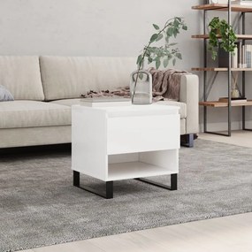 vidaXL Mesa de centro 50x46x50cm derivados de madeira branco brilhante