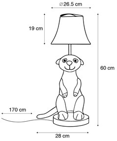 LED Candeeiro de mesa infantil suricato bege - Eddie Para crianças