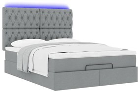 Estrutura de cama otomana com colchão 140x190 cm cinzento claro