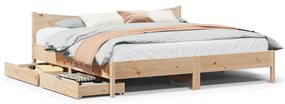 Estrutura de cama c/ gavetas 200x200 cm madeira de pinho maciça